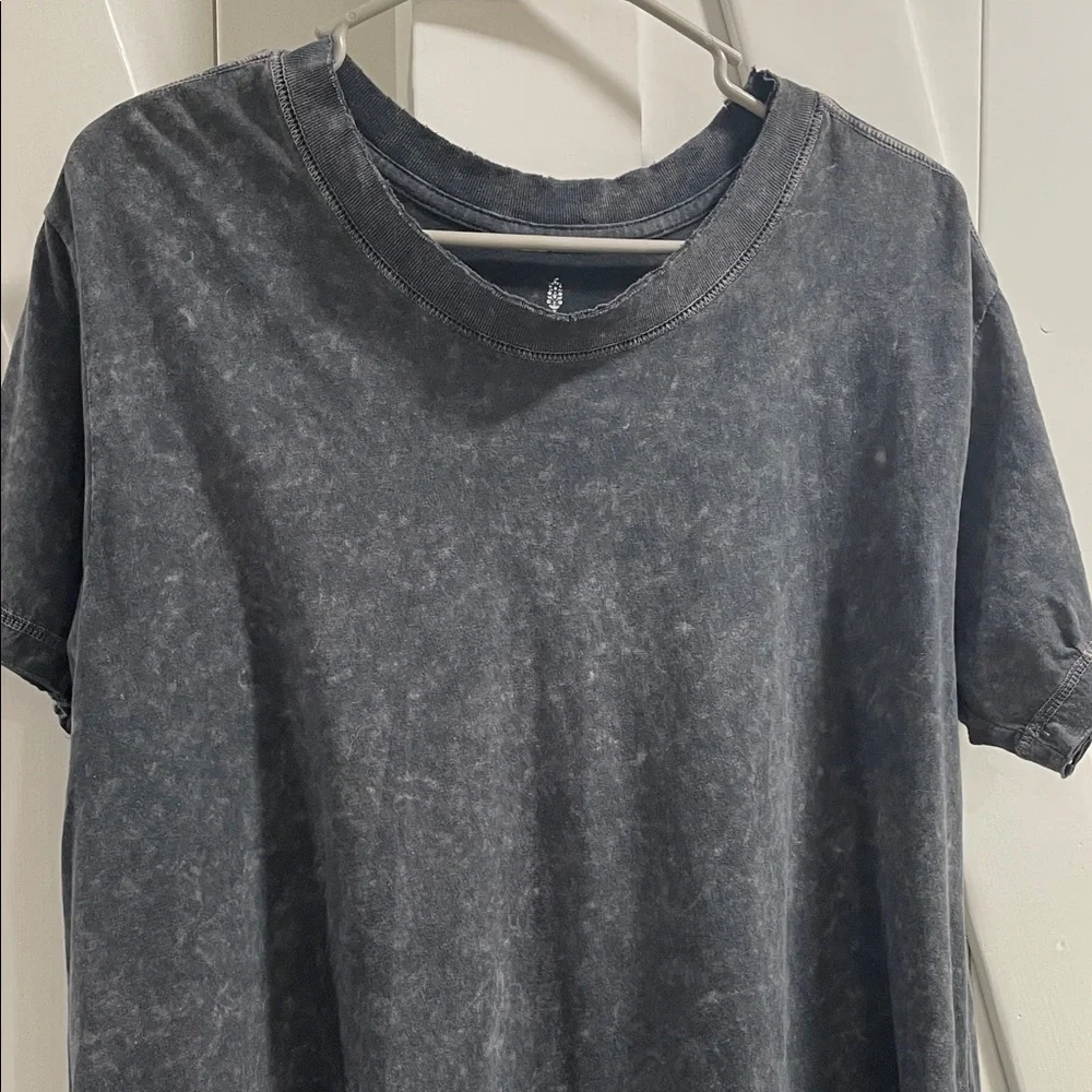 Free People Movement Blue Grey Tunic Leg Day Top XS Oversized Raw Edge - Picture 4 of 8